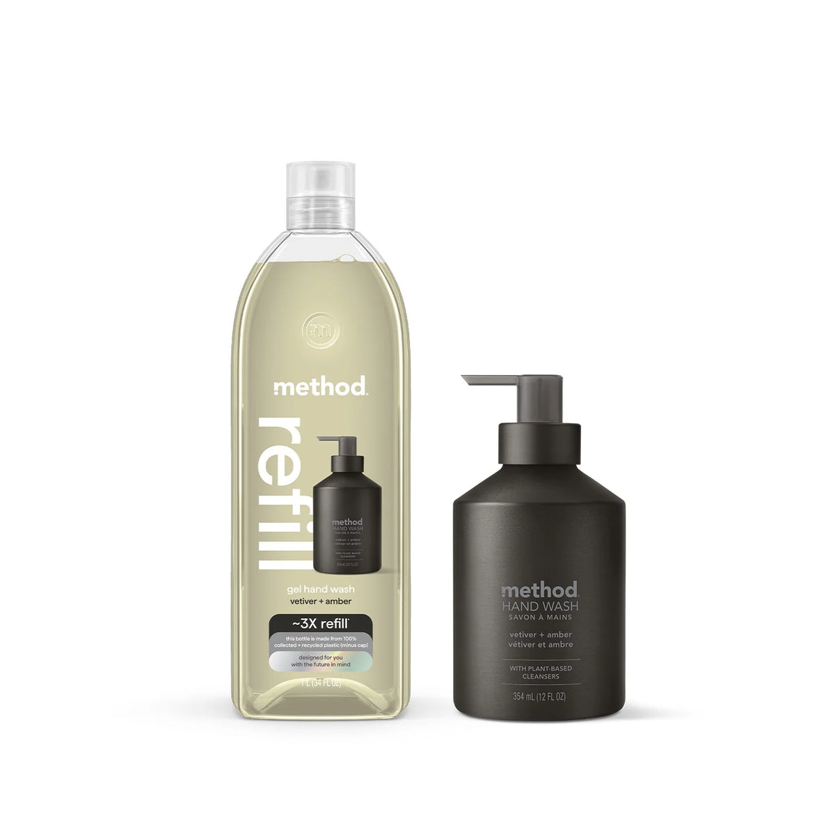 gel hand wash starter set - vetiver + amber