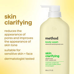 body wash tonic - skin clarifying, salicylic acid, AHA + azelaic acid