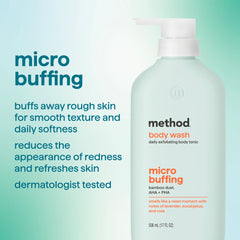 body wash tonic - micro buffing, bamboo dust, AHA + PHA